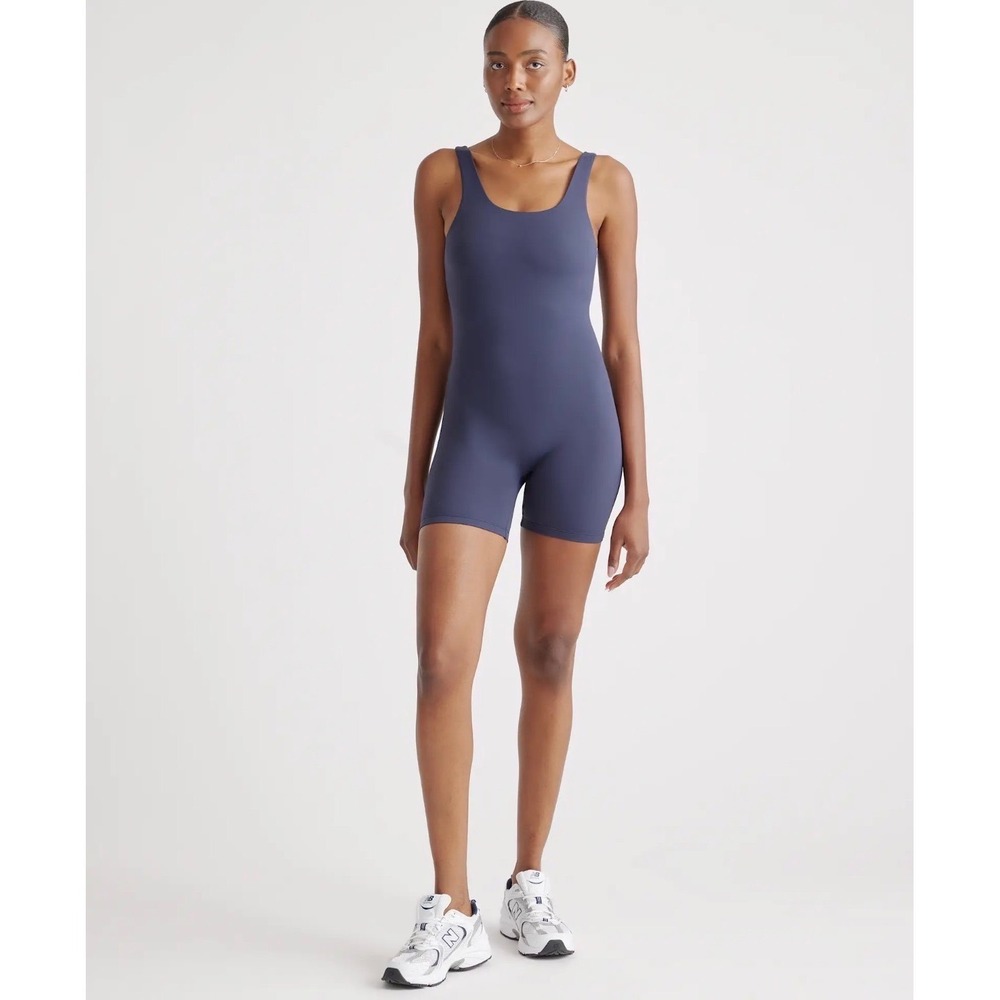 NWT Quince Ultra-form Short Jumpsuit  Active Bodysuit Navy Blue women's small - Picture 2 of 7